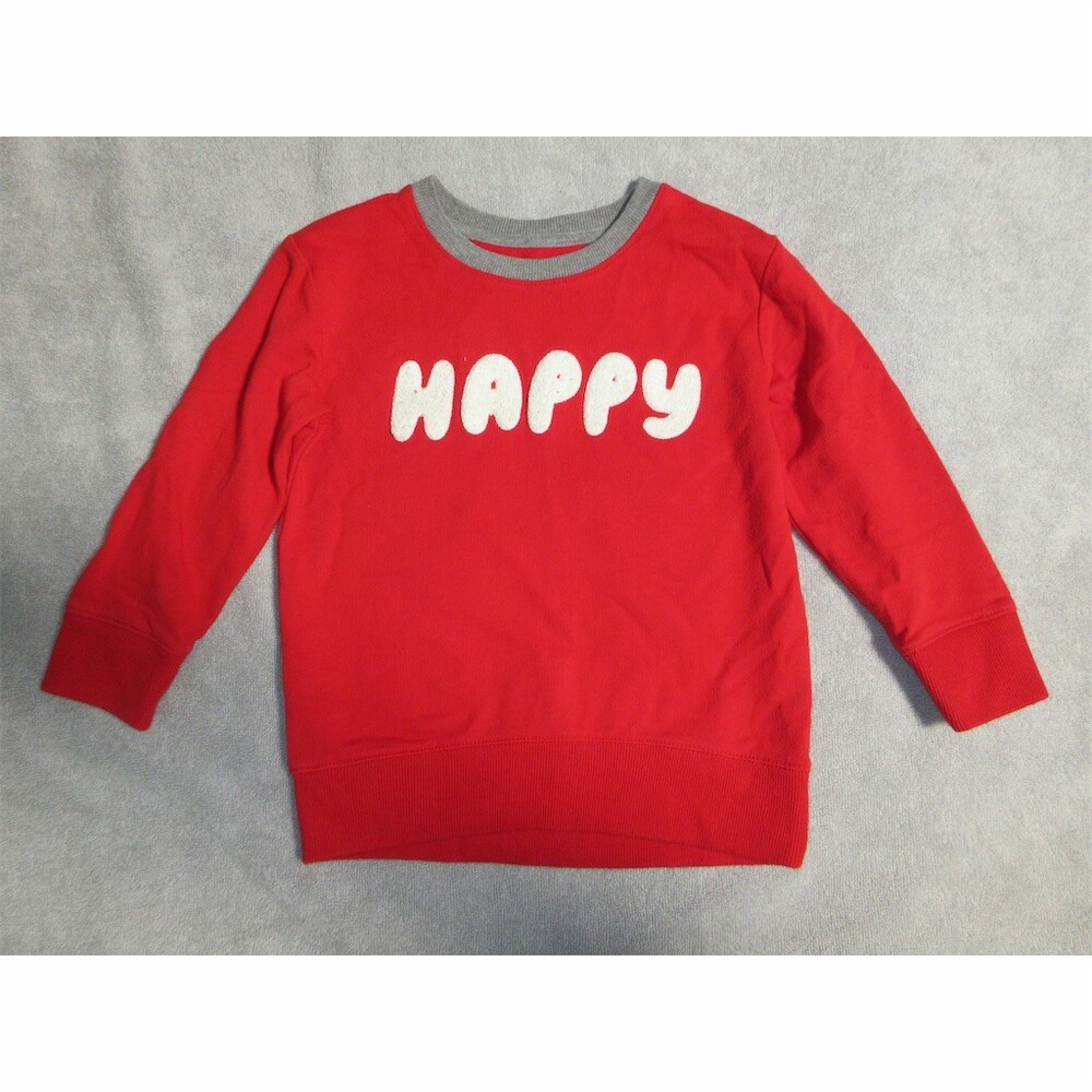 Cat & Jack Toddler Girls Sweatshirt Size 3T Red HAPPY Graphic Pullover